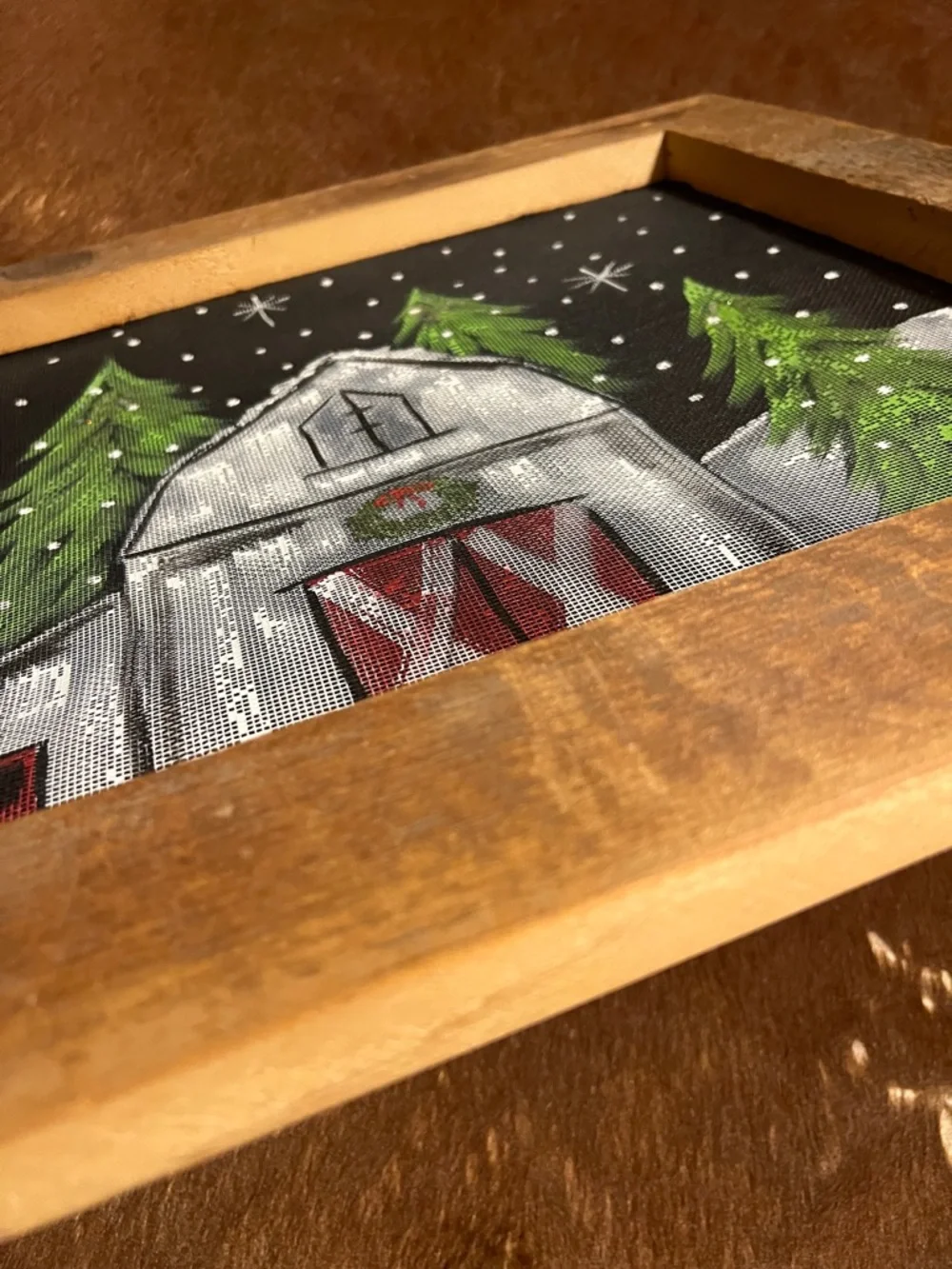 Hand-Painted Holiday Barn Wall Art - Green & Gray - Picture 7 of 16